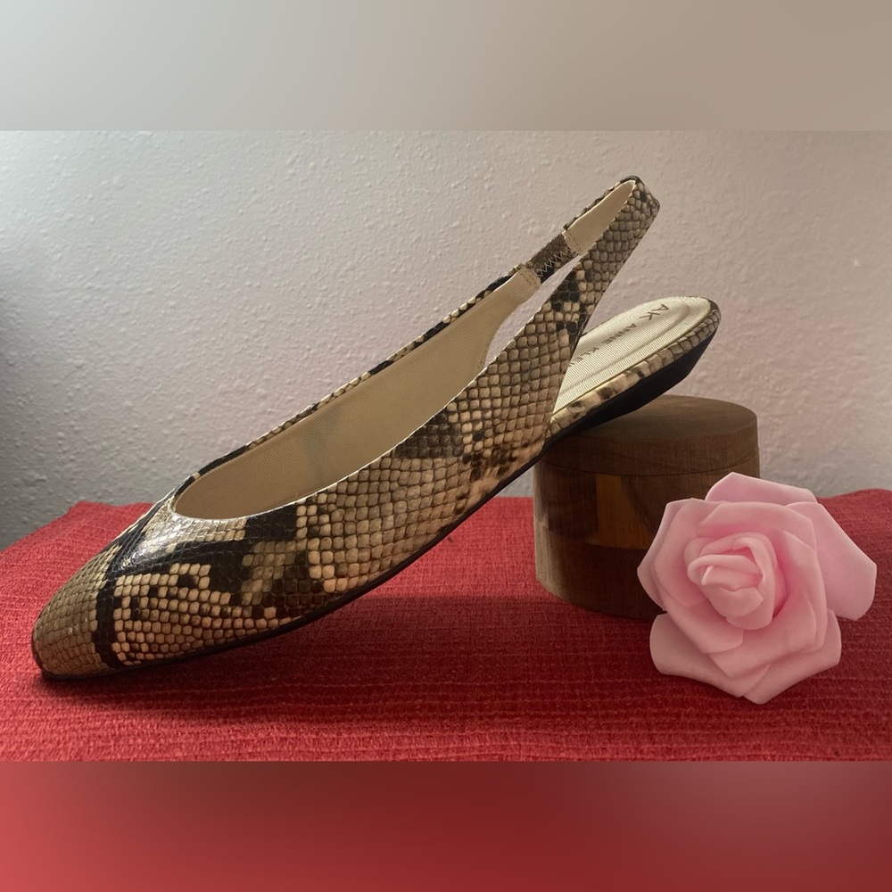 NWT…ANN KLEIN WOMENS SNAKESKIN SLINGBACK FLATS - Picture 15 of 16